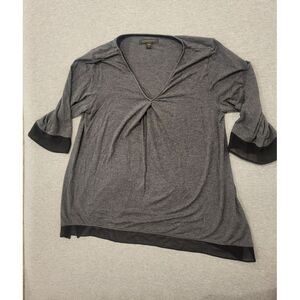 Donna Karan Women's Size S Sleepwear‎ Modal Lounge Top in Charcoal / Black Trim